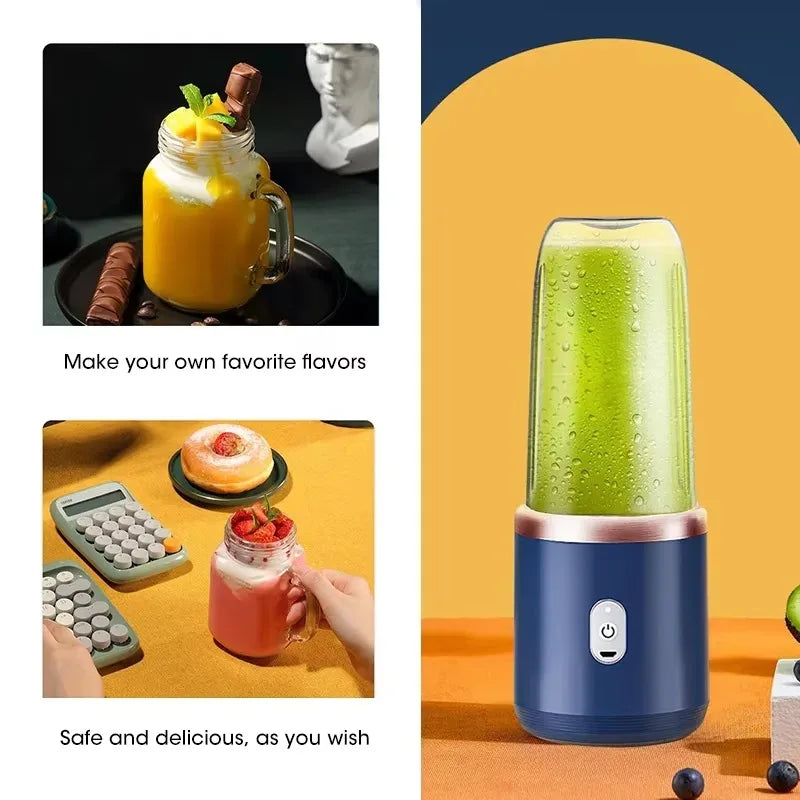 Portable Mini Juice Blender Bottle | USB 6-Blade Personal Juicer