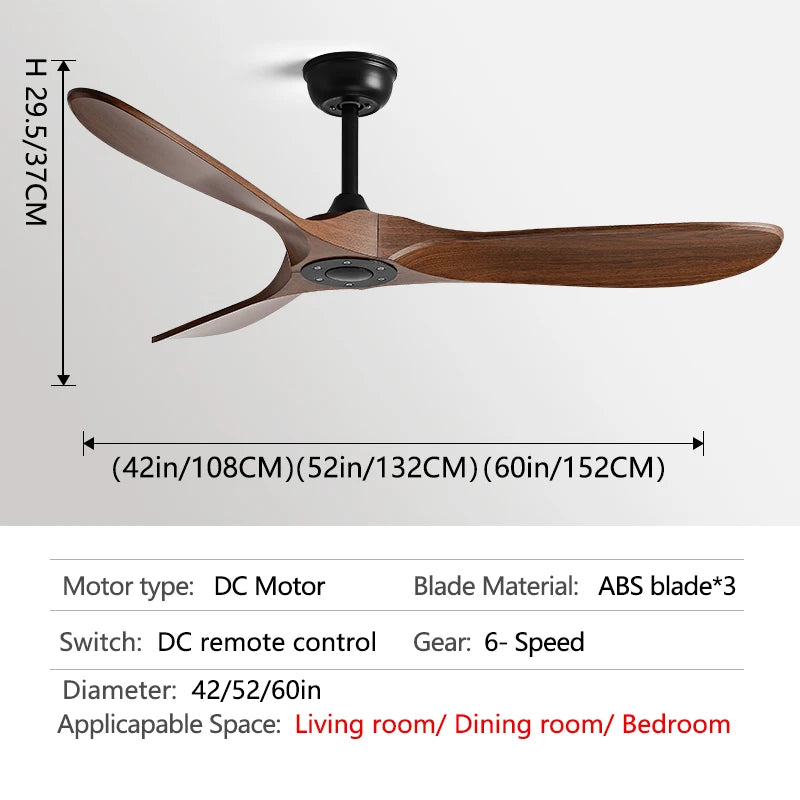 Industrial Vintage Ceiling Fan — 6-Speed Remote Control, 36–60 Inch