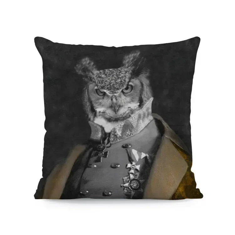 Dog & Deer Elk Cushion Cover | Elegant Nature-Inspired Sofa Pillow