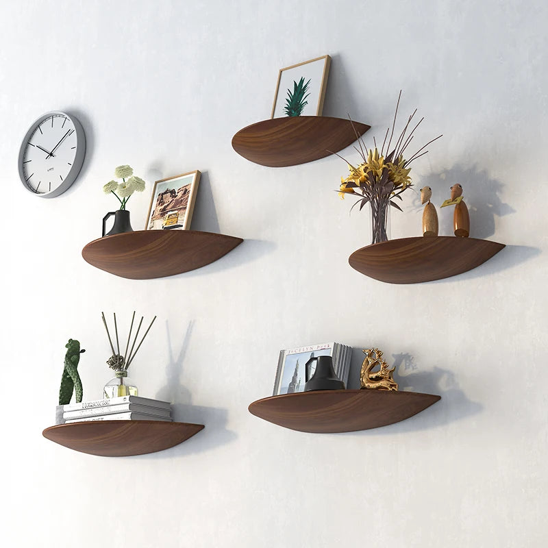Wooden Semicircle Wall Shelf — Floating Display & Storage