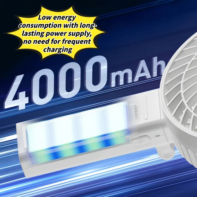6-Inch Rechargeable Handheld Fan | 180° Foldable Portable Personal Fan