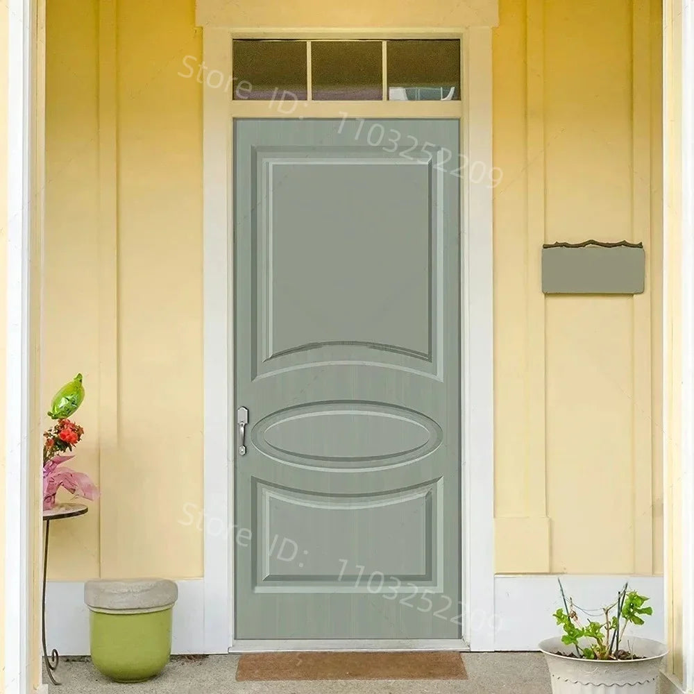 3D Wooden Pattern Door Sticker | Self-Adhesive PVC Vintage Oriental Full Door Wrap Mural