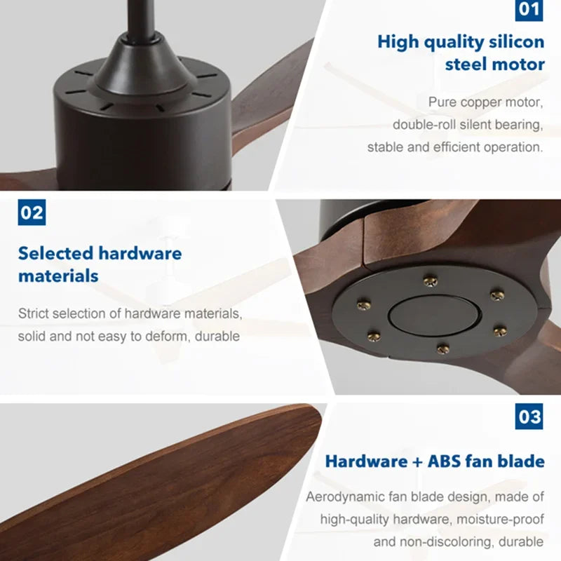 Industrial Vintage Ceiling Fan — 6-Speed Remote Control, 36–60 Inch