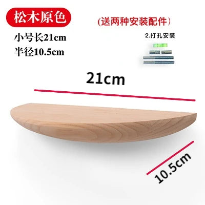 Wooden Semicircle Wall Shelf — Floating Display & Storage