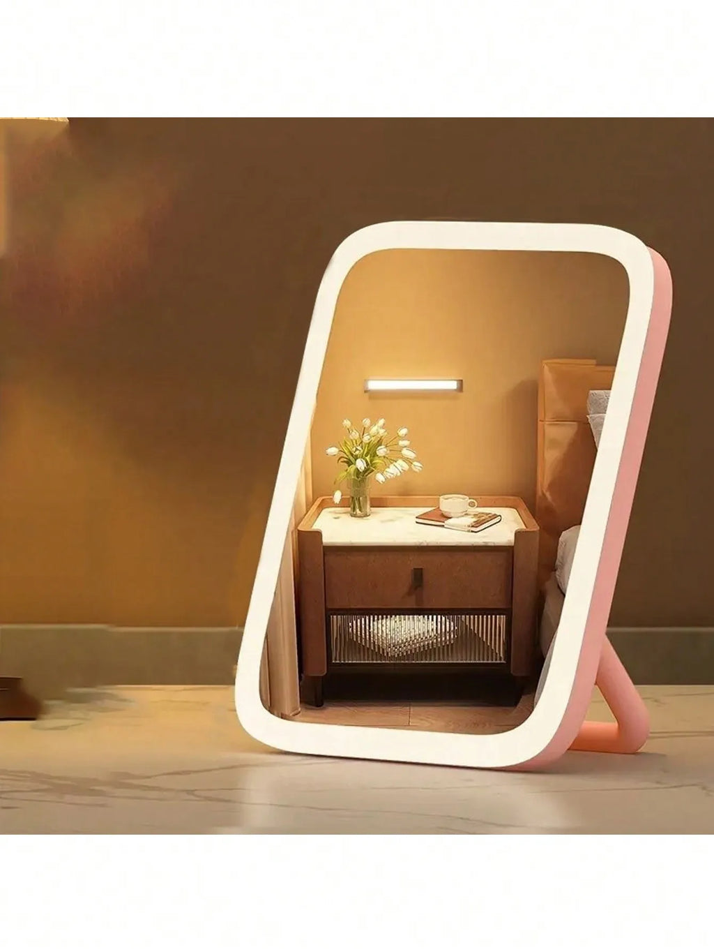360° Rotatable LED Vanity Mirror | 3-Color Touch Control USB Tabletop Mirror