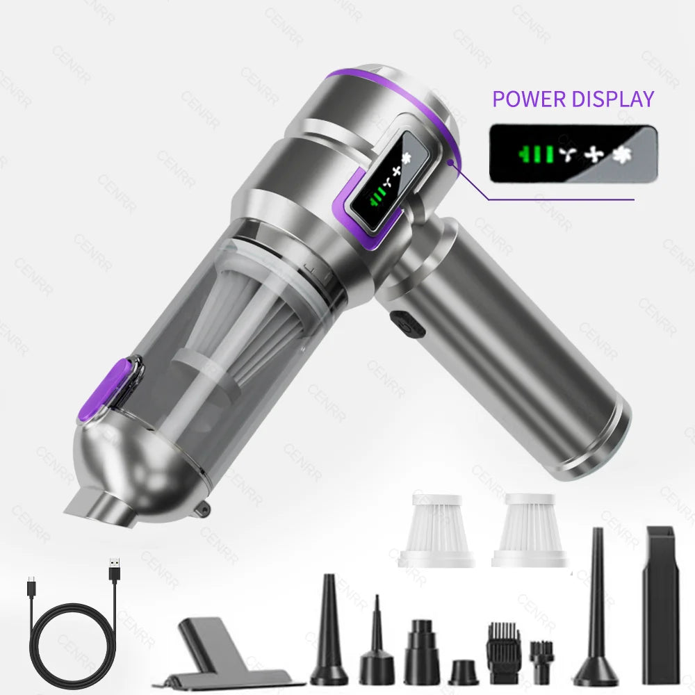 High-Power Car Vacuum Cleaner | 998000PA Handheld Blower & Vacuum