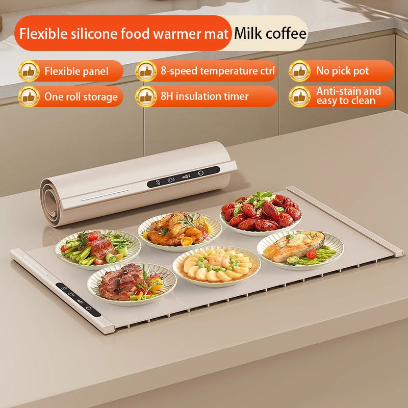 Flexible Silicone Food Warmer Mat | Foldable Electric Warming Tray & Cutting Board
