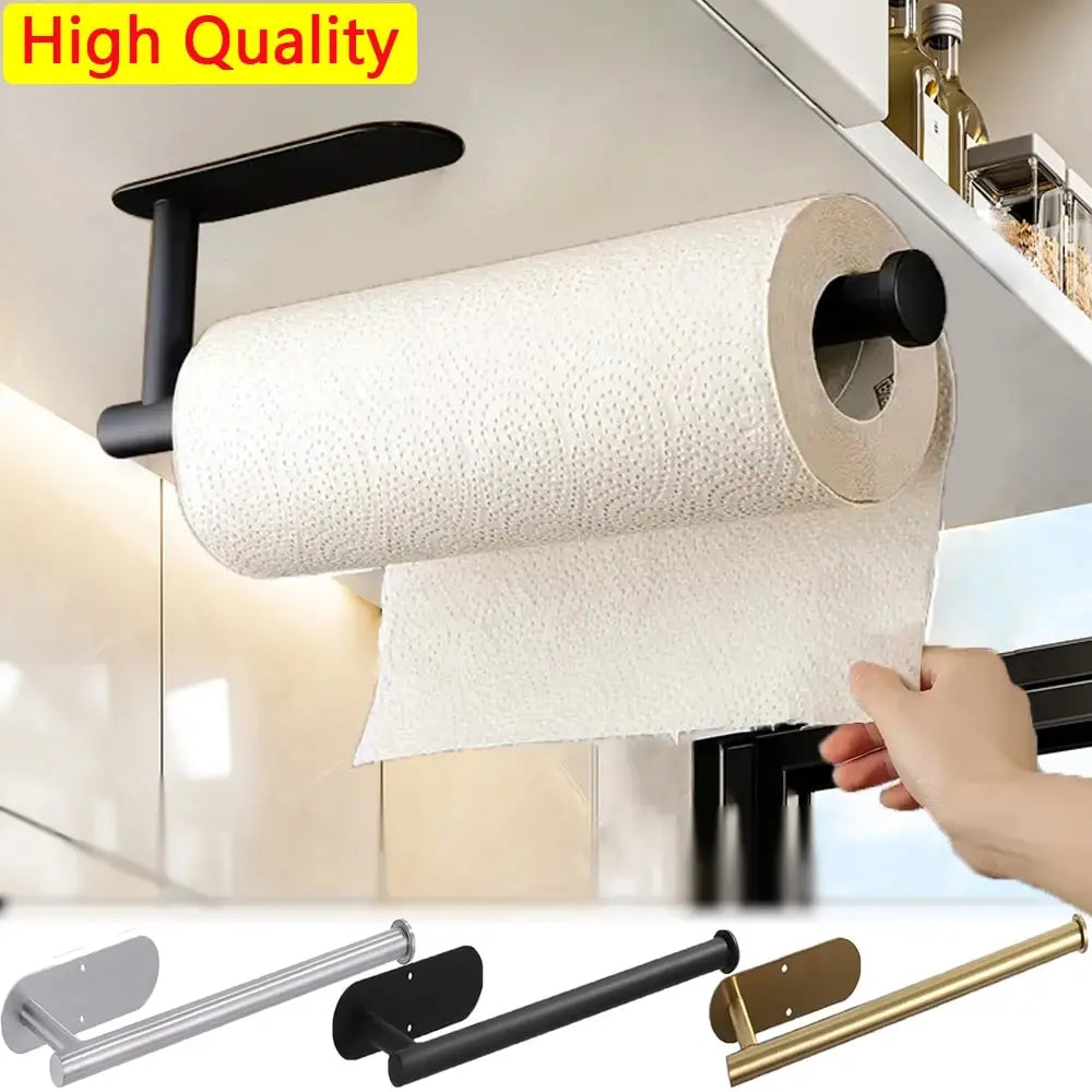 Adhesive Paper Towel Holder | Wall-Mount Tissue & Napkin Rack for Kitchen & Bathroom