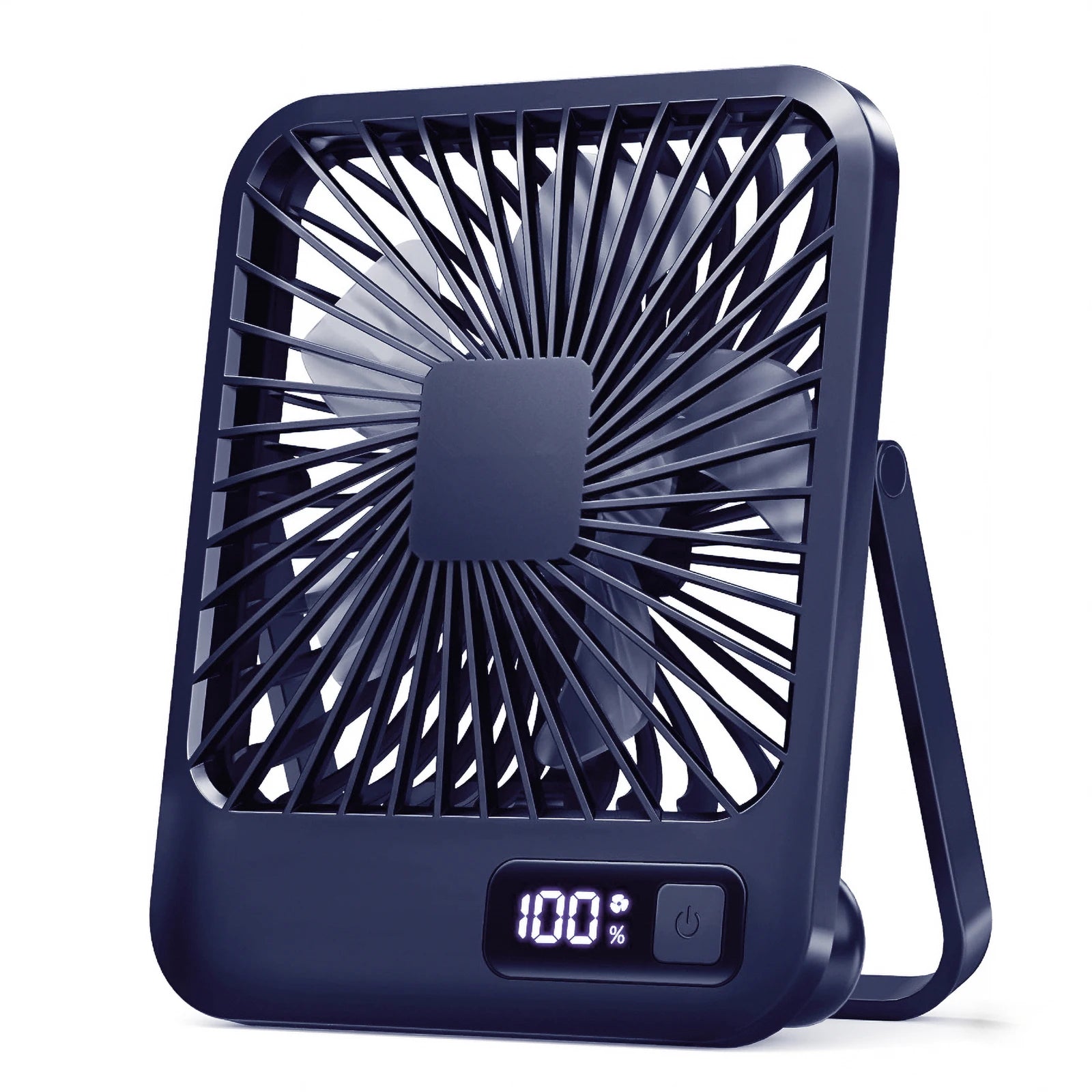180° Folding USB Desk Fan | 5-Speed Rechargeable with Power Display
