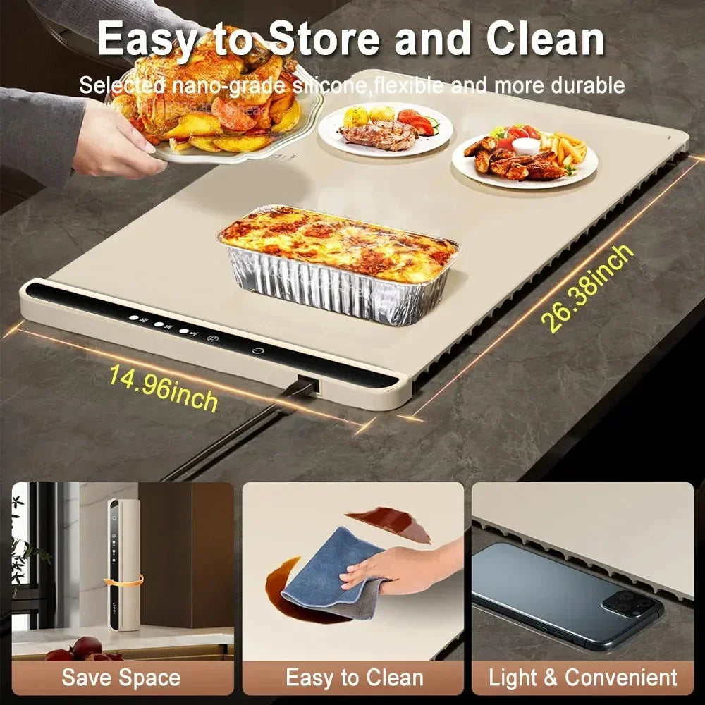 Silicone Electric Warming Tray | Portable 8-Setting Food Warmer for Parties