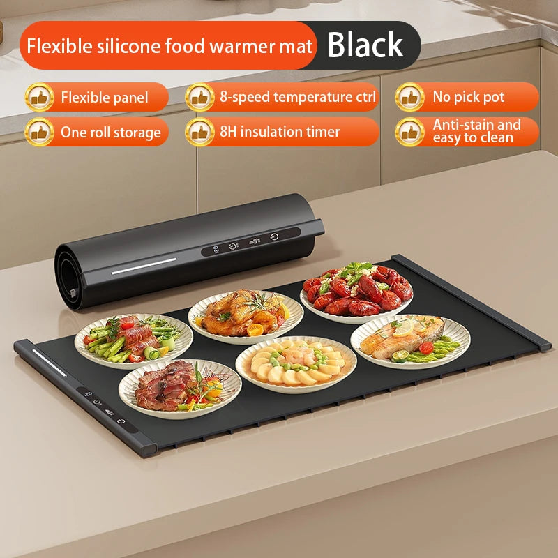 Flexible Silicone Food Warmer Mat | Foldable Electric Warming Tray & Cutting Board