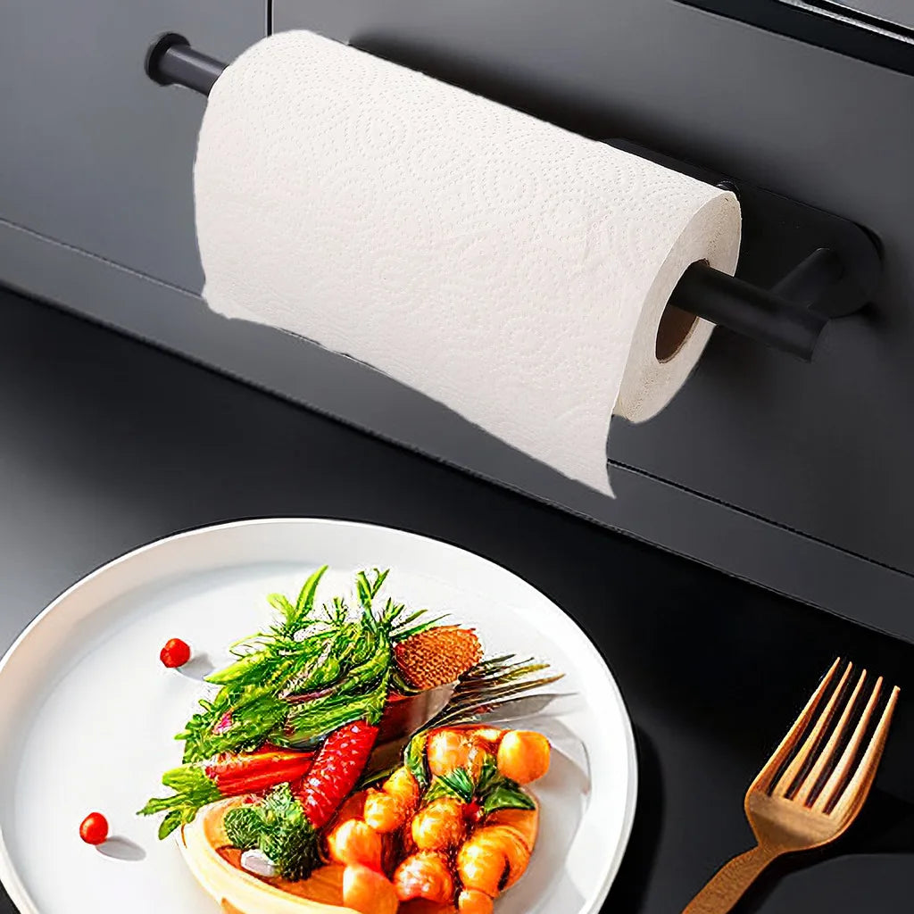 Adhesive Paper Towel Holder | Wall-Mount Tissue & Napkin Rack for Kitchen & Bathroom