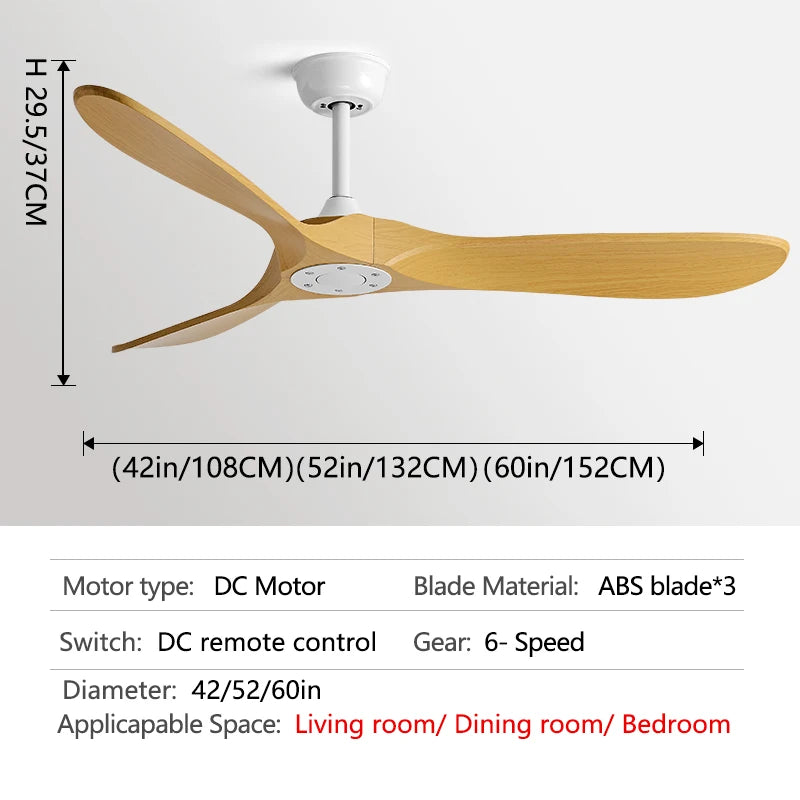 Industrial Vintage Ceiling Fan — 6-Speed Remote Control, 36–60 Inch