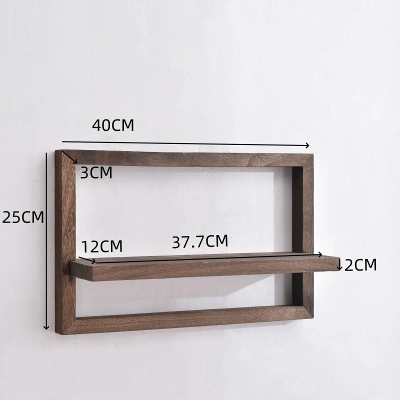 Rustic Wood Floating Wall Shelves — Set of 2 with Hidden Bracket