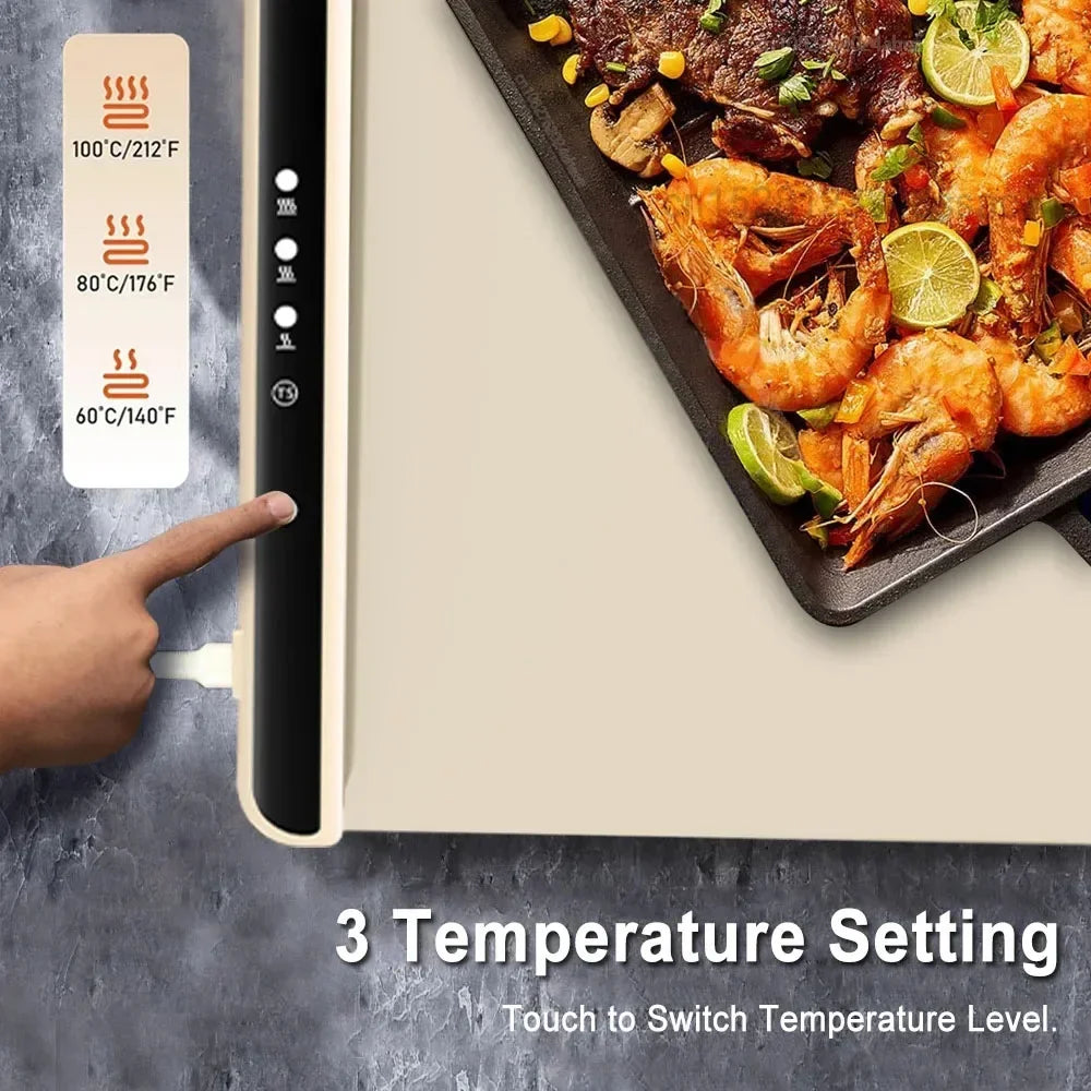 Silicone Electric Warming Tray | Portable 8-Setting Food Warmer for Parties