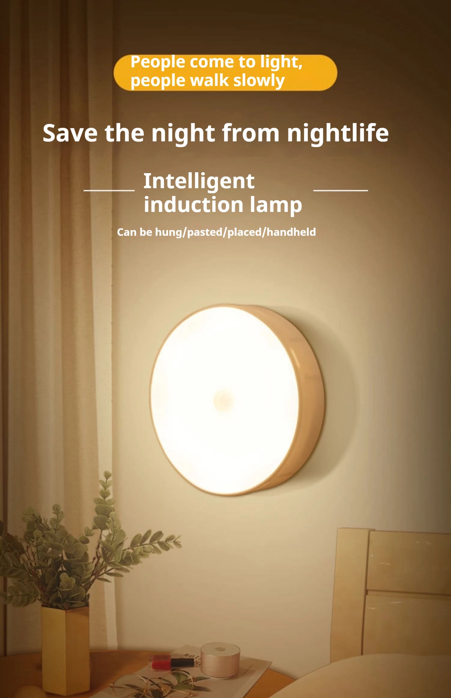 Wireless Motion Sensor Night Light | LED Detector Lamp for Bedroom & Staircase
