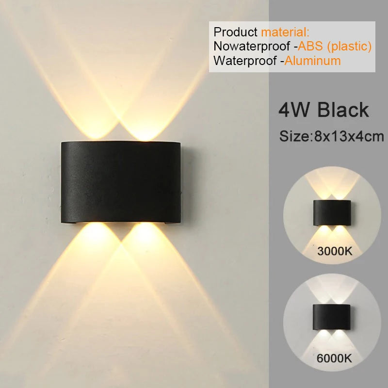 Modern LED Wall Sconce | Indoor & Outdoor Up-Down Wall Light for Living Room & Hallway