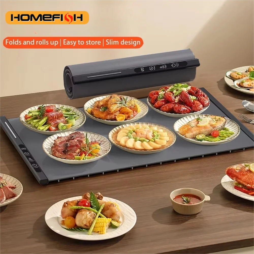 HOMEFISH Portable Electric Food Warming Tray | 3-Setting Foldable Party Mat
