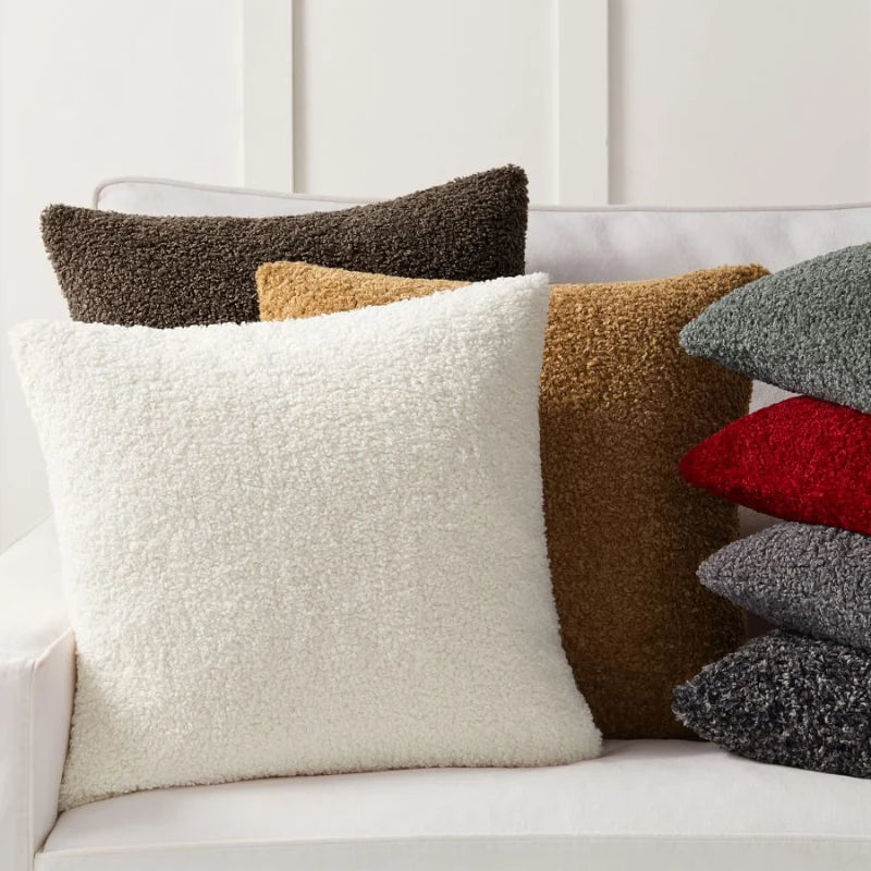 Cozy Faux Fur Teddy Cushion Cover | Nordic Plush Pillow for Sofa