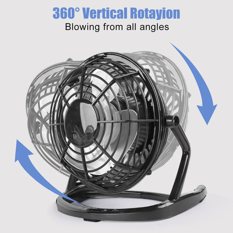 Mini USB Desk Fan | Adjustable Tilt Stand, Ultra-Quiet Portable Cooling Fan