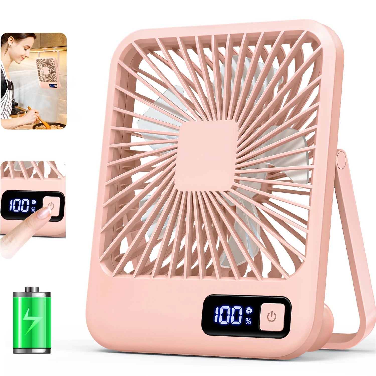 180° Folding USB Desk Fan | 5-Speed Rechargeable with Power Display