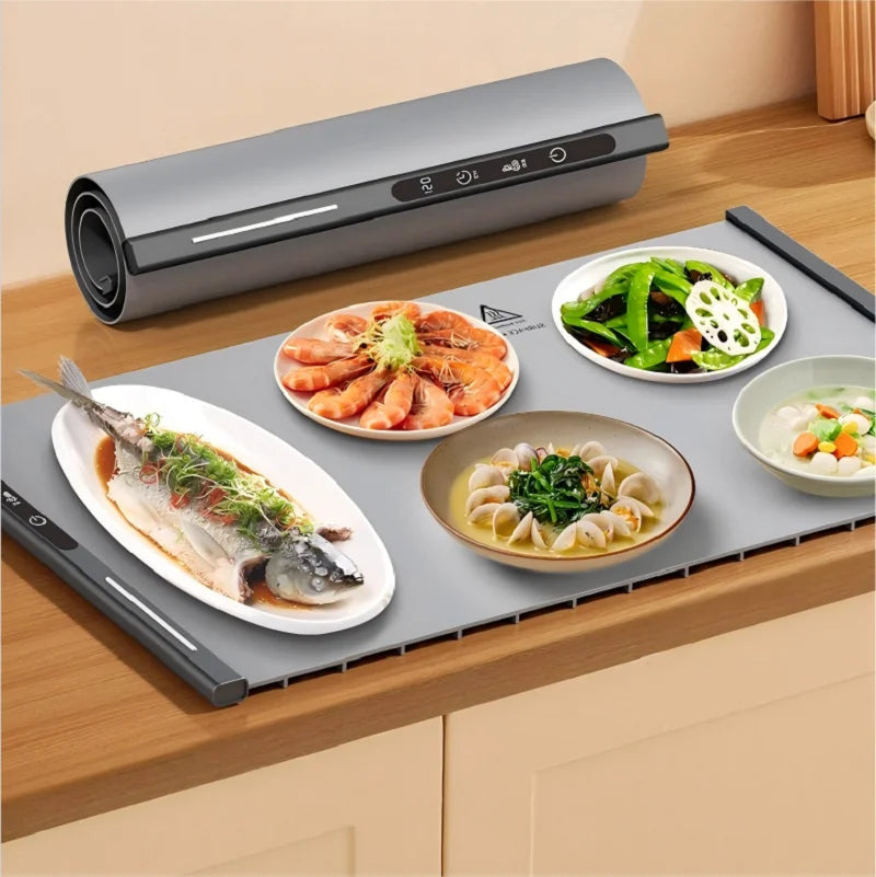 HOMEFISH Portable Electric Food Warming Tray | 3-Setting Foldable Party Mat