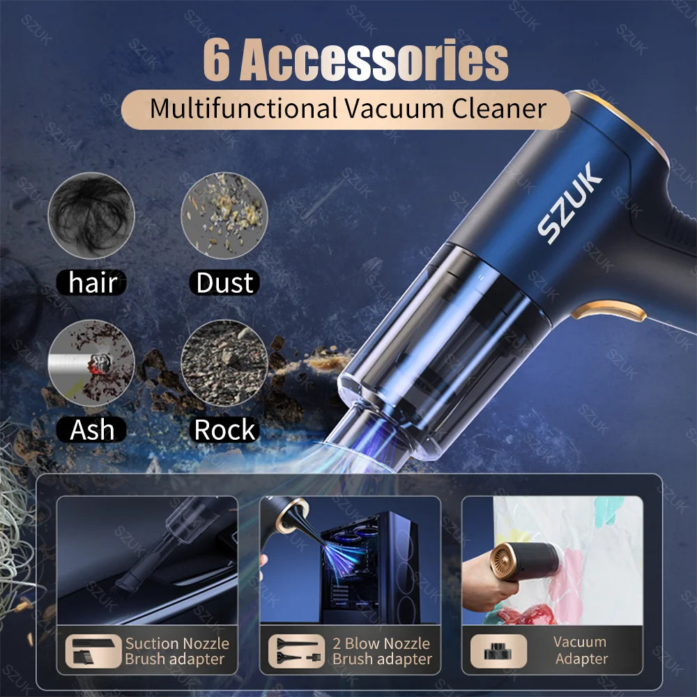 Portable Wireless Handheld Car Vacuum | Multi-Surface Home & Keyboard Cleaner