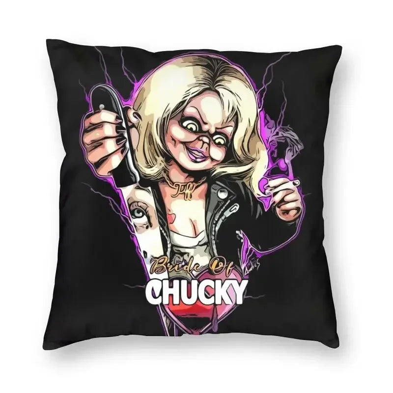 Bride of Chucky Halloween Cushion Cover | Velvet Horror Pillow Case 40x40