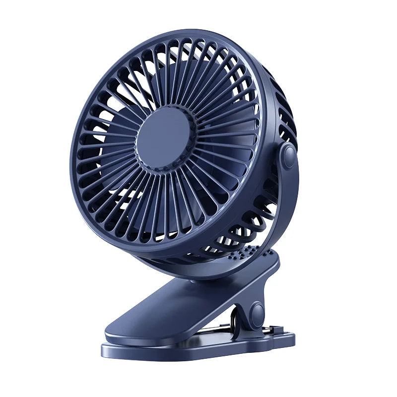 USB Clip-On Fan — 3-Speed Silent Cooling for Strollers, Desks & Outdoors