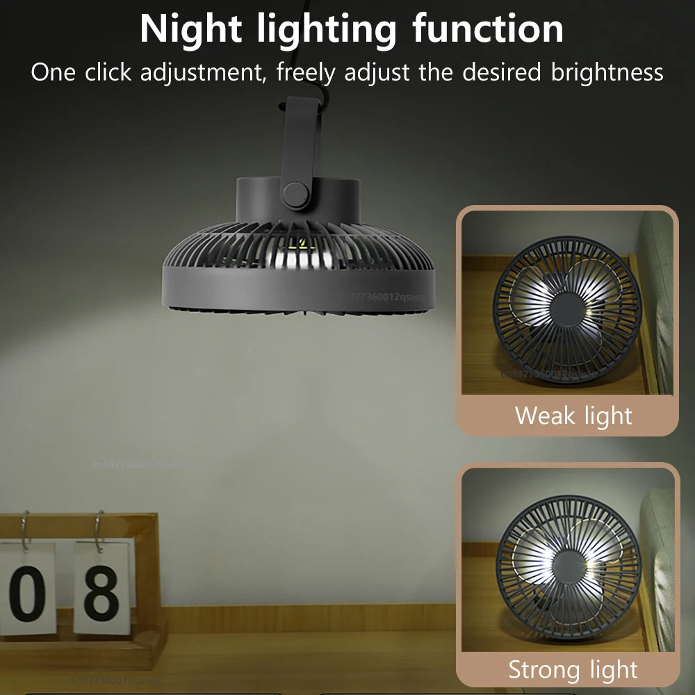 Small Desk Fan with Light | 5-Speed Strong Airflow Quiet Personal Fan