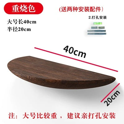 Wooden Semicircle Wall Shelf — Floating Display & Storage