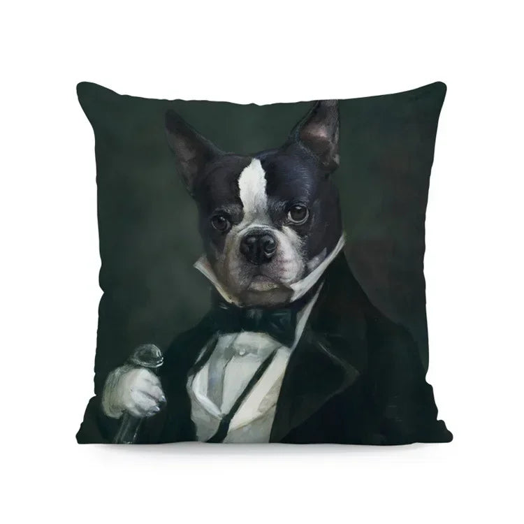 Dog & Deer Elk Cushion Cover | Elegant Nature-Inspired Sofa Pillow