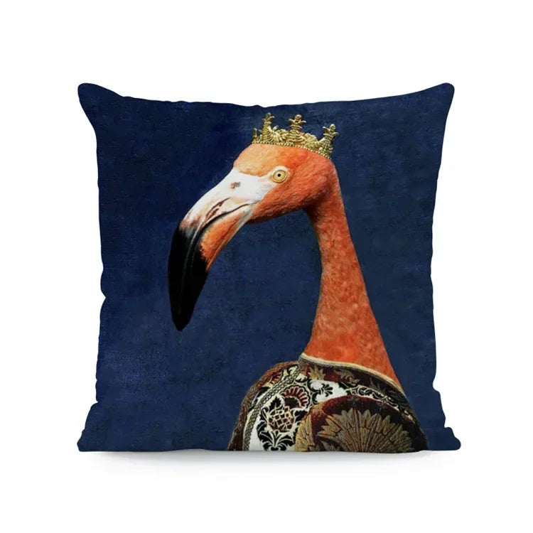 Dog & Deer Elk Cushion Cover | Elegant Nature-Inspired Sofa Pillow