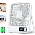 180° Folding USB Desk Fan | 5-Speed Rechargeable with Power Display