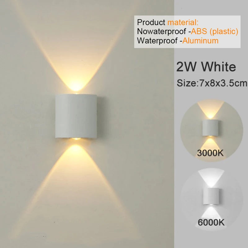 Modern LED Wall Sconce | Indoor & Outdoor Up-Down Wall Light for Living Room & Hallway
