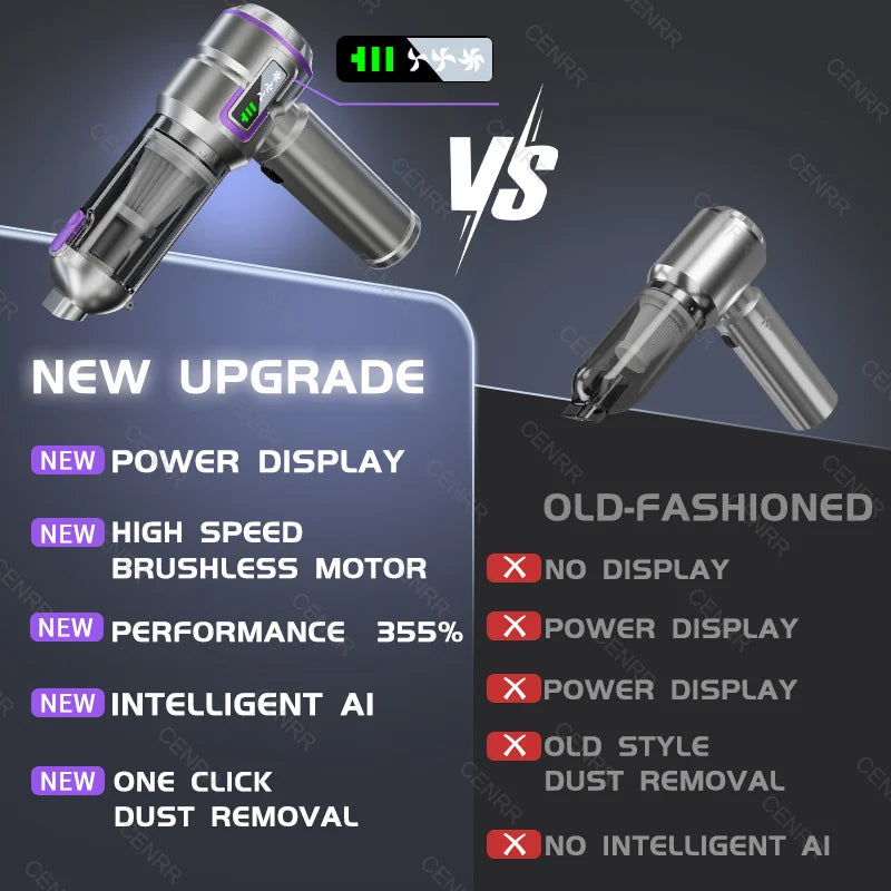 High-Power Car Vacuum Cleaner | 998000PA Handheld Blower & Vacuum