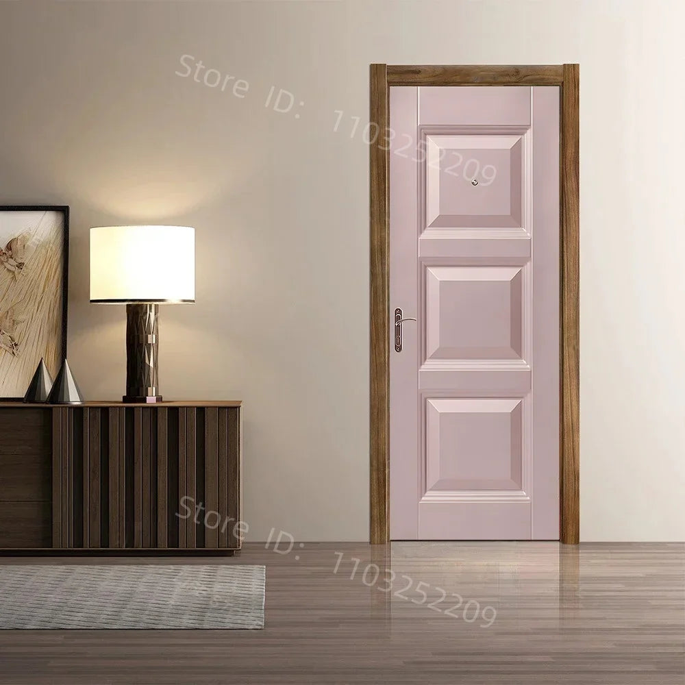 3D Wooden Pattern Door Sticker | Self-Adhesive PVC Vintage Oriental Full Door Wrap Mural