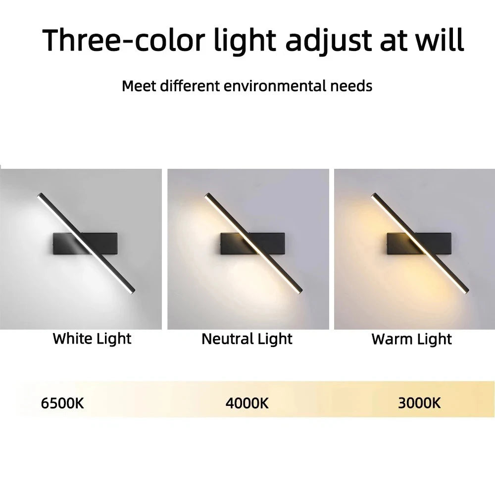 Modern Minimalist LED Wall Light | 3-Colour, 330° Adjustable