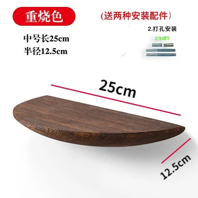 Wooden Semicircle Wall Shelf — Floating Display & Storage
