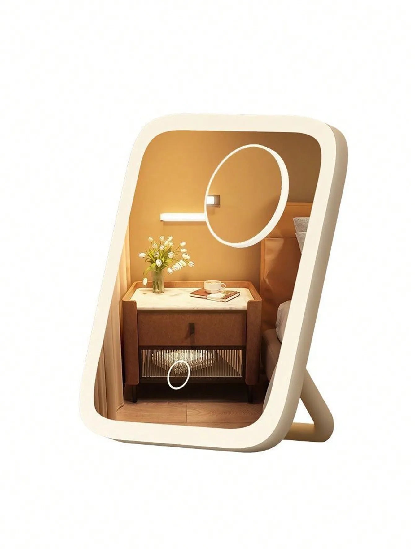 360° Rotatable LED Vanity Mirror | 3-Color Touch Control USB Tabletop Mirror