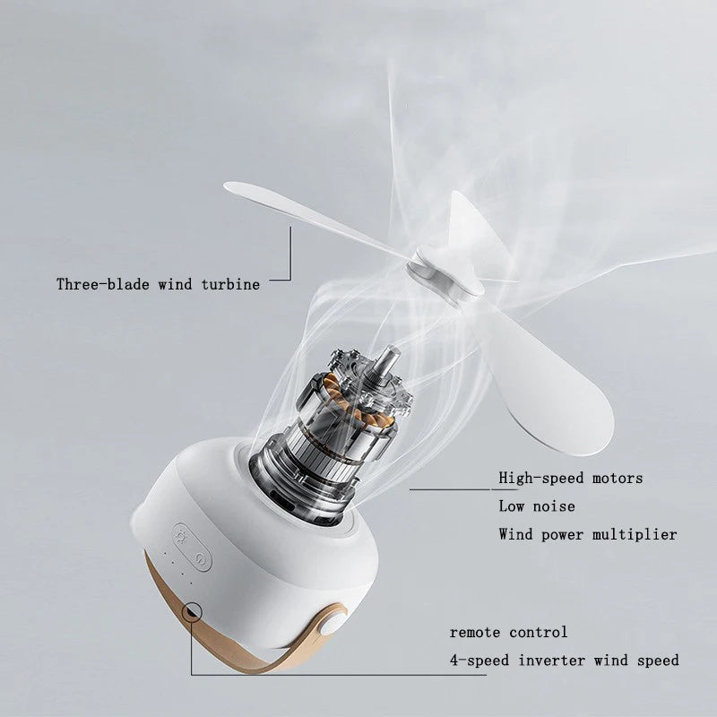 Rechargeable Ceiling Fan with Night Light — Remote Control, Adjustable Frame