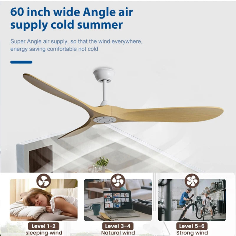 Industrial Vintage Ceiling Fan — 6-Speed Remote Control, 36–60 Inch