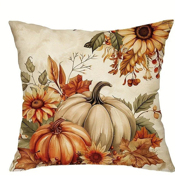 Autumn Squirrel & Pumpkin Cushion Cover | Seasonal Throw Pillow for Sofa