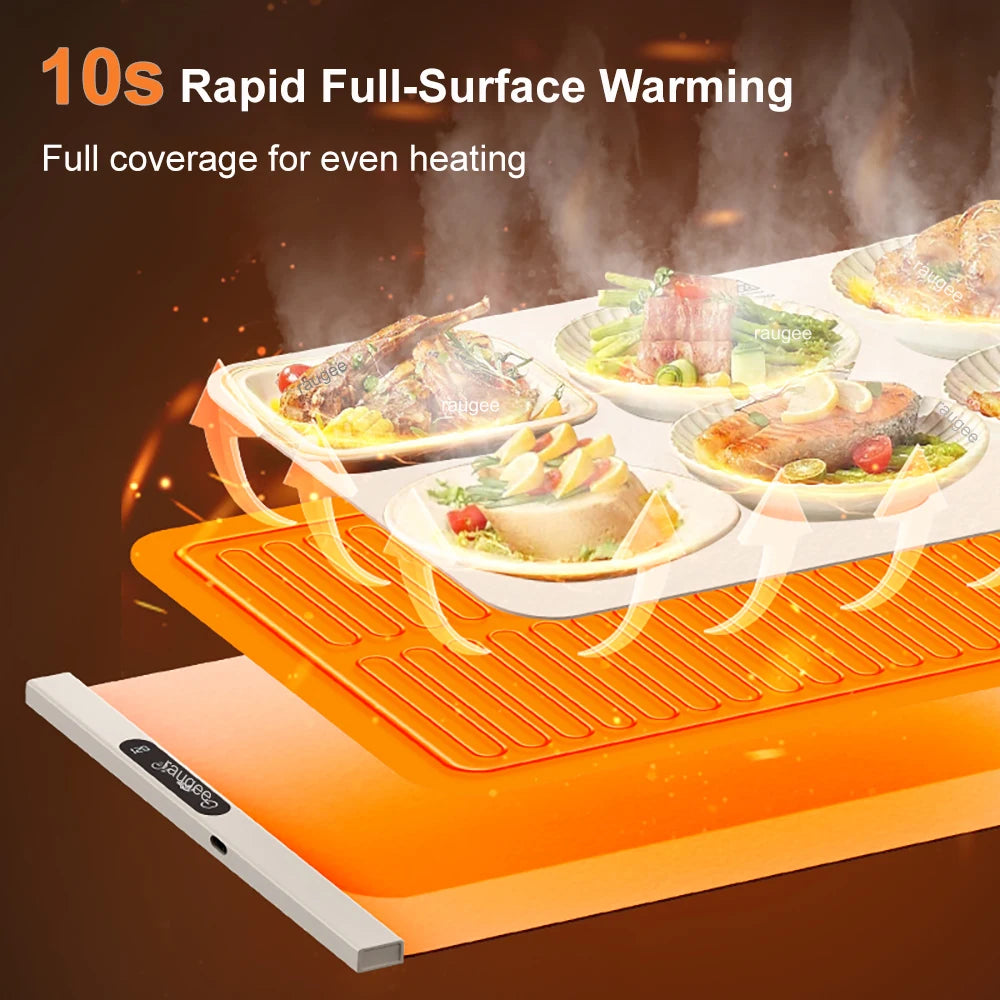 Electric Food Warmer Plate | 10s Fast Heating Foldable Dining Mat