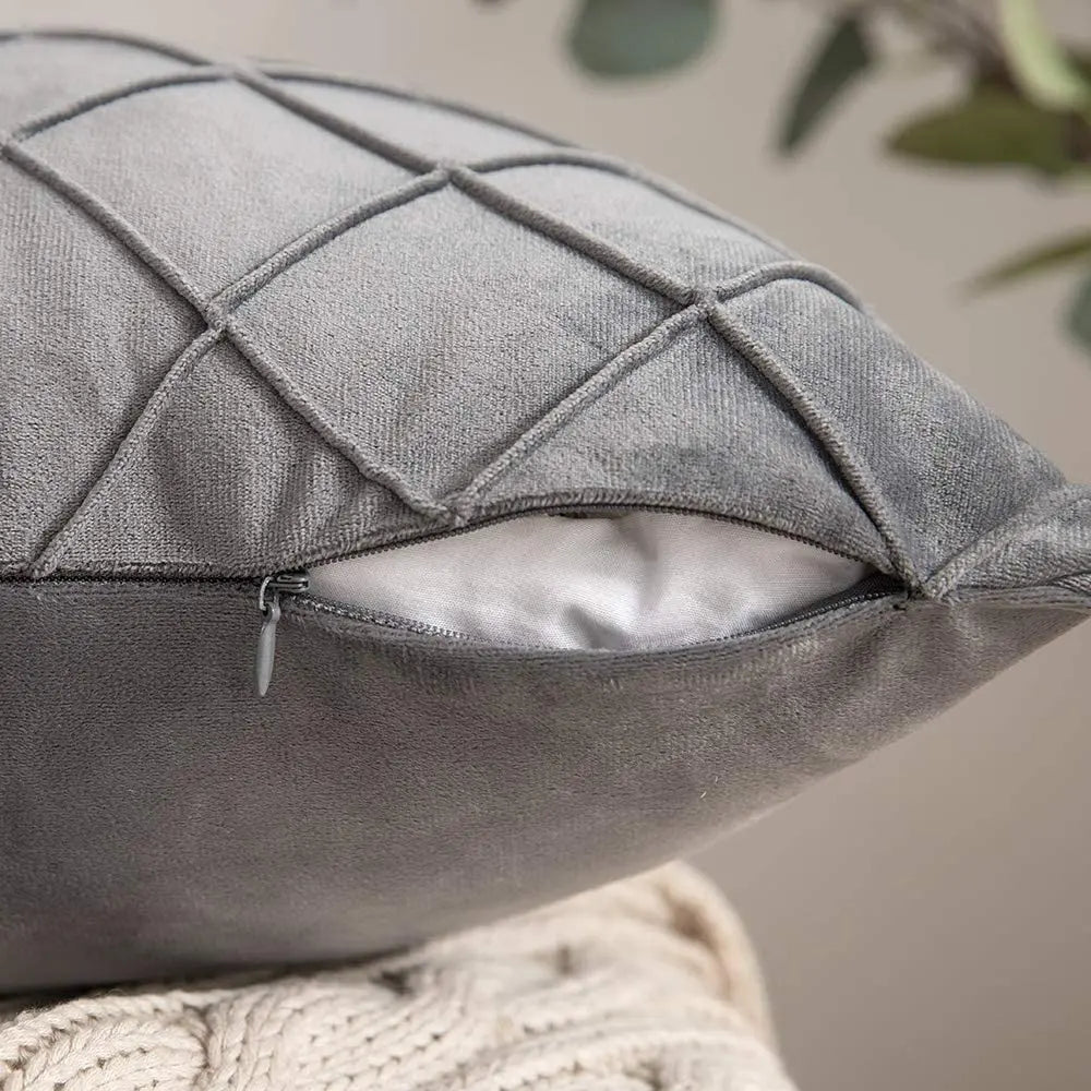 Nordic Plaid Velvet Cushion Cover | Sofa Pillow 30x50 45x45 50x50
