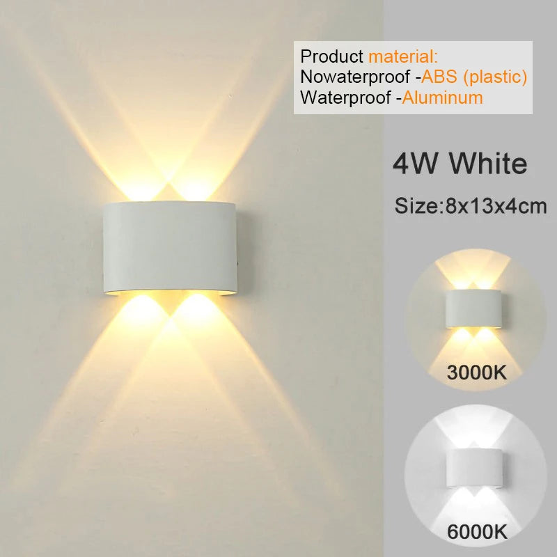 Modern LED Wall Sconce | Indoor & Outdoor Up-Down Wall Light for Living Room & Hallway