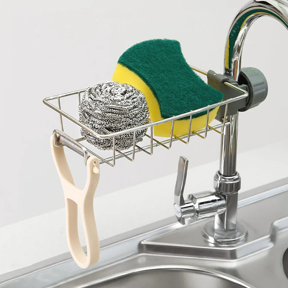 Kitchen Sink Organizer Rack | Sponge, Soap & Towel Drainer Shelf