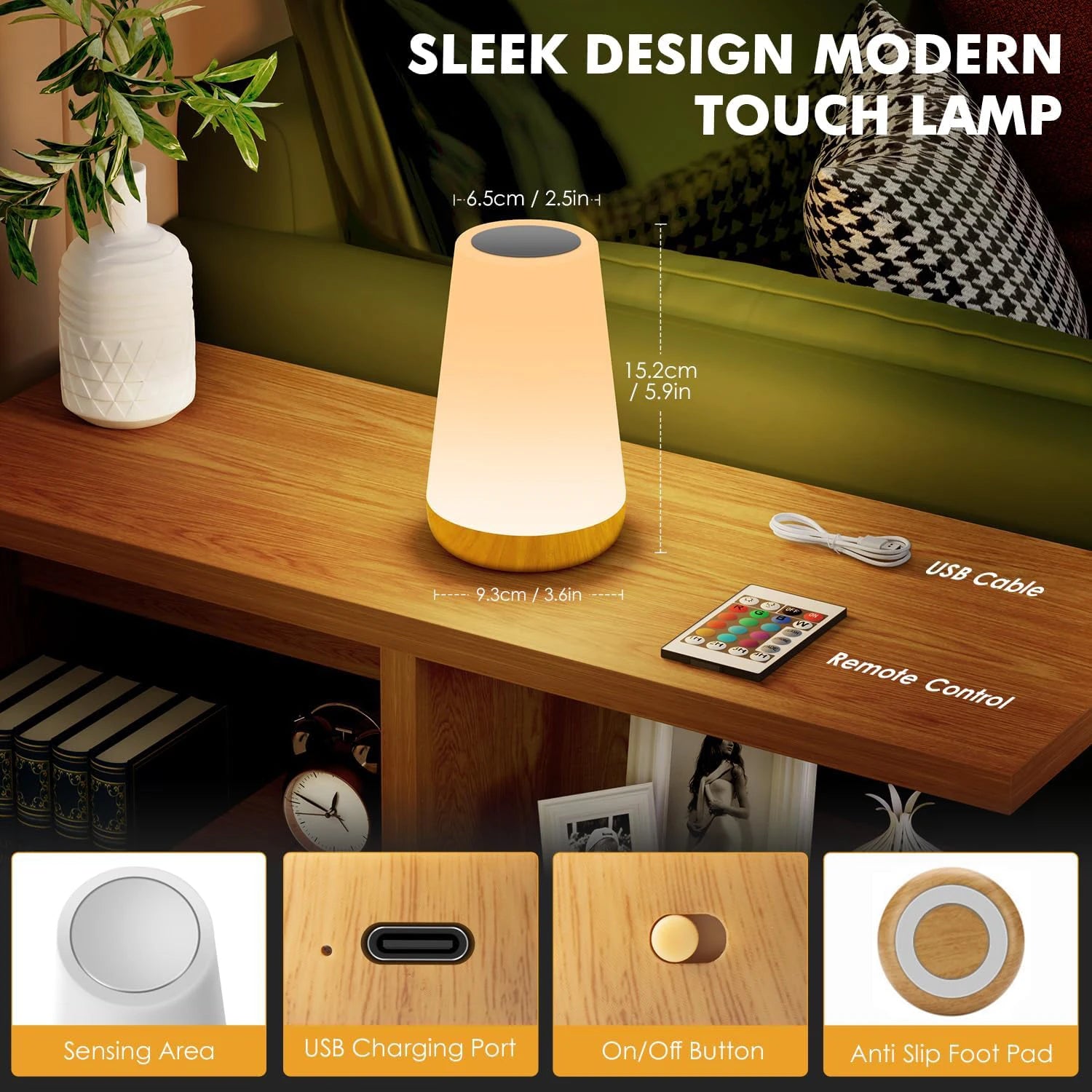 13-Colour LED Night Light — Smart Touch & Remote Control, USB Rechargeable