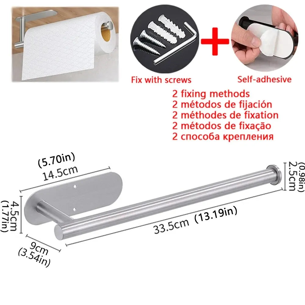 Adhesive Paper Towel Holder | Wall-Mount Tissue & Napkin Rack for Kitchen & Bathroom