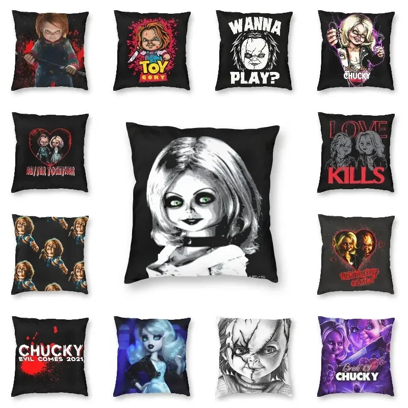Bride of Chucky Halloween Cushion Cover | Velvet Horror Pillow Case 40x40